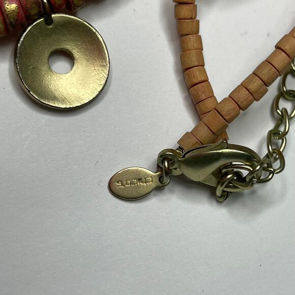 Chico's beaded necklace with charms disks pinks natural neutral costume jewelry - Picture 5 of 14